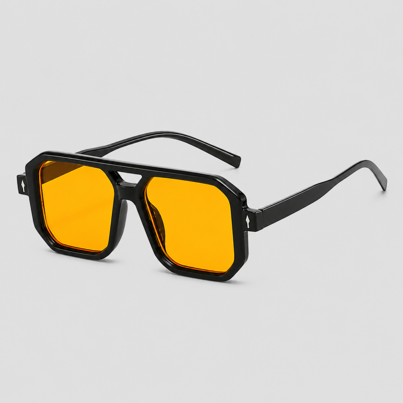 Double Bridge Arrow Metal Decor Square Sunglasses