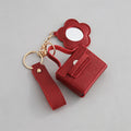 Mini Faux PU Pouch Keychain With Mirror