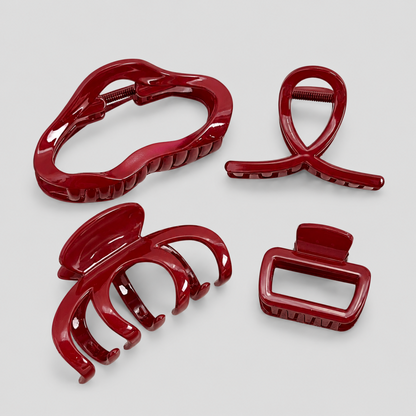 Solid Red Multi-Shape Shark Hair Claw Clip