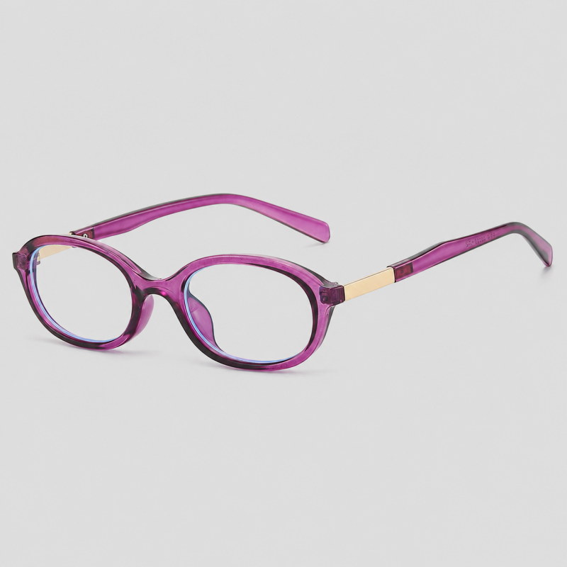 Small Oval Two-tone Metal Spliced Temple Glasses