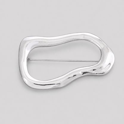 Irregular Hollow Oval Metal Brooch