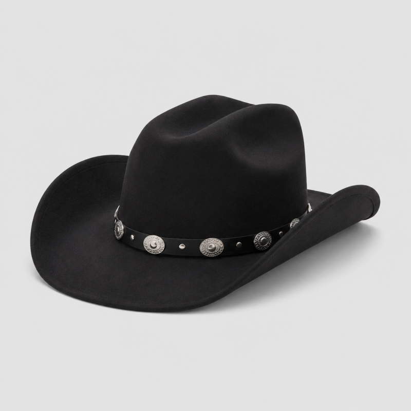 Black Western Cowboy Hat with Concho Stud Band