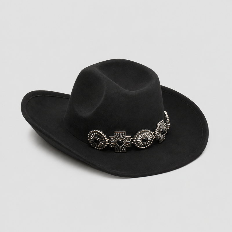 Heavy-duty Faux Suede Hardware Cowboy Hat