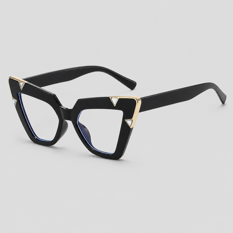 Four-Corner Triangle Metal Decor Cat Eye Sunglasses