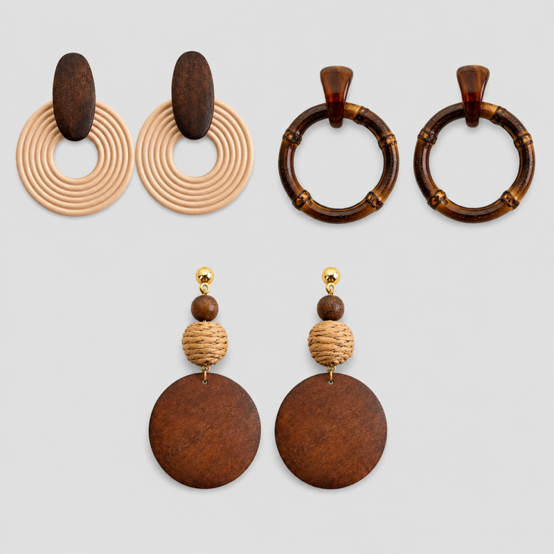 Wood Drop Earrings