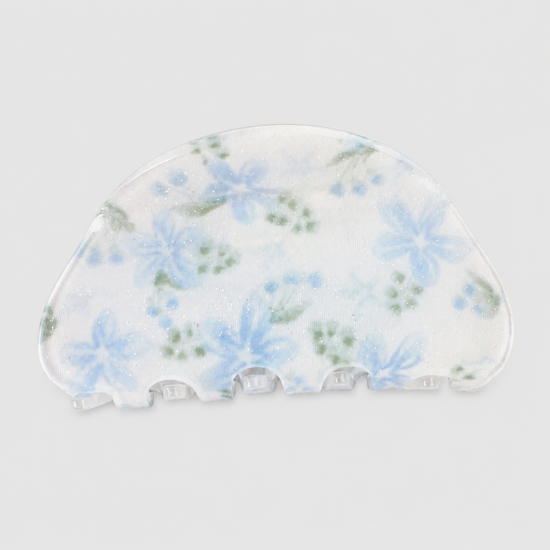Dried Flower Print Shark Hair Claw Clip