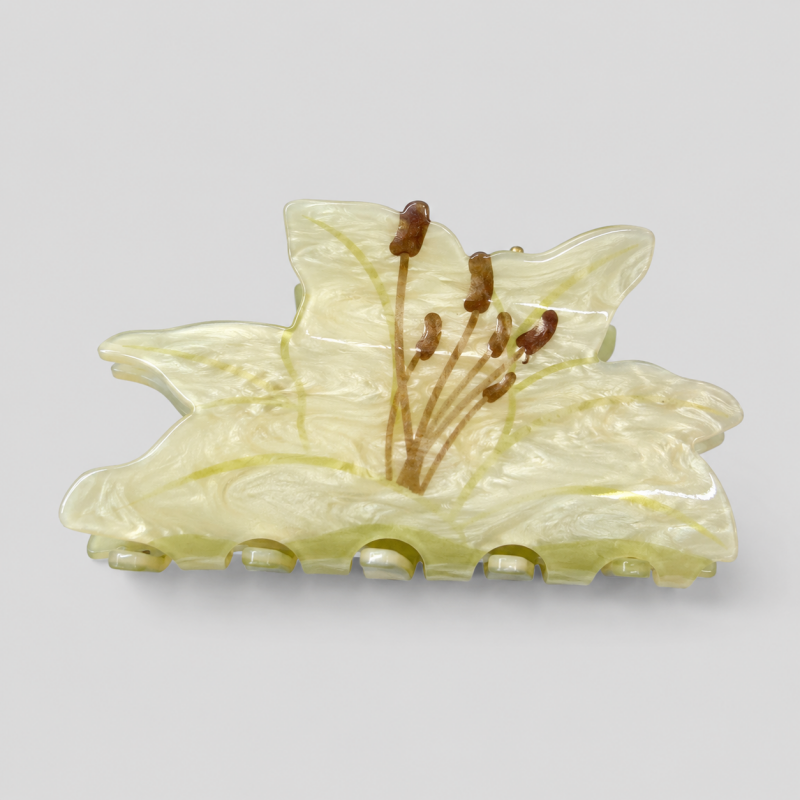 Hand-Painted Floral Shark Hair Claw Clip