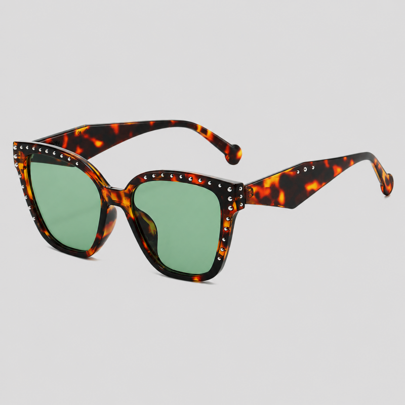 Retro Rivet Square Cat Eye Fashion Sunglasses