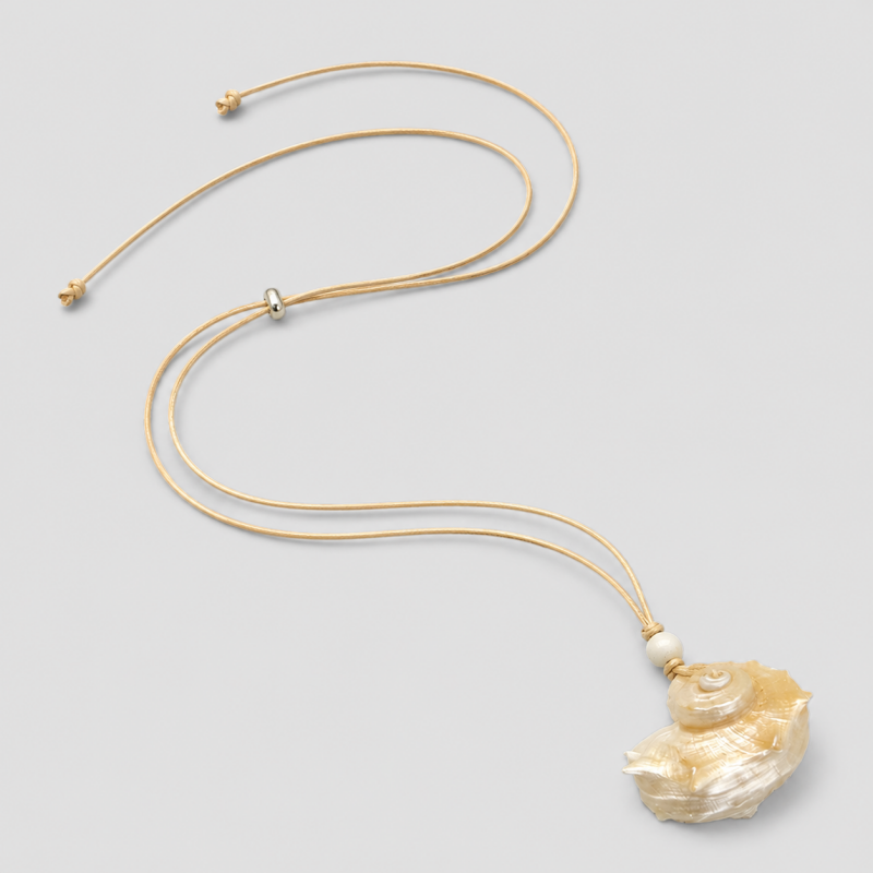 Boho Thin Cord Real Conch Shell Pendant Necklace
