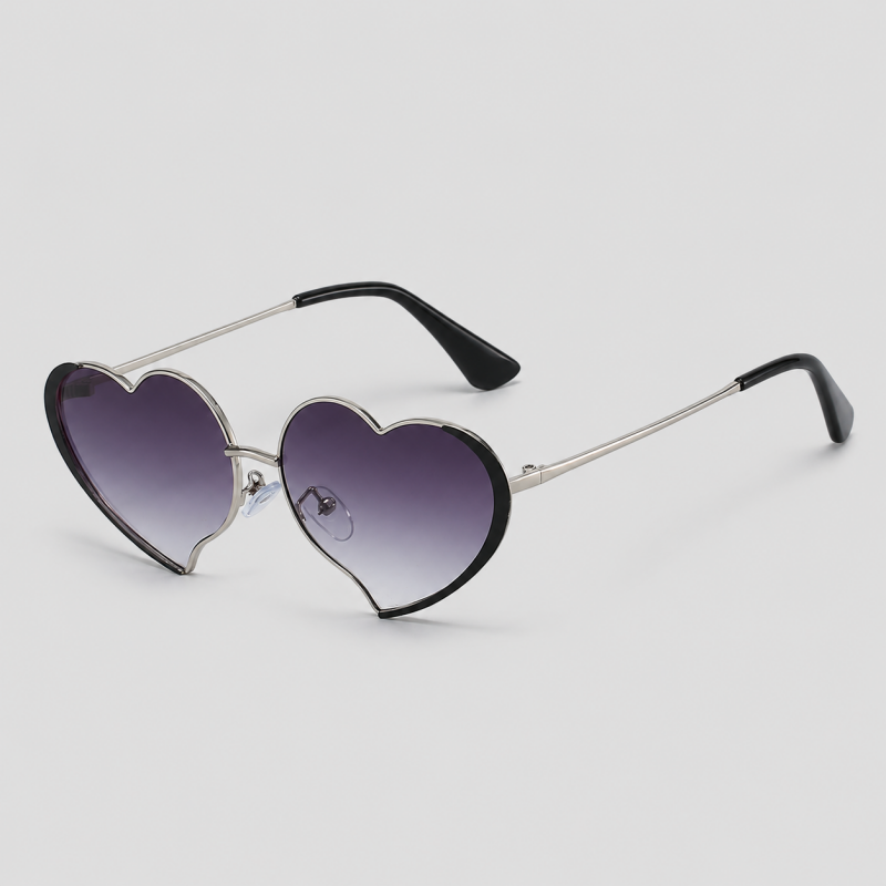 Heart Shape Gradient Lens Metal Sunglasses
