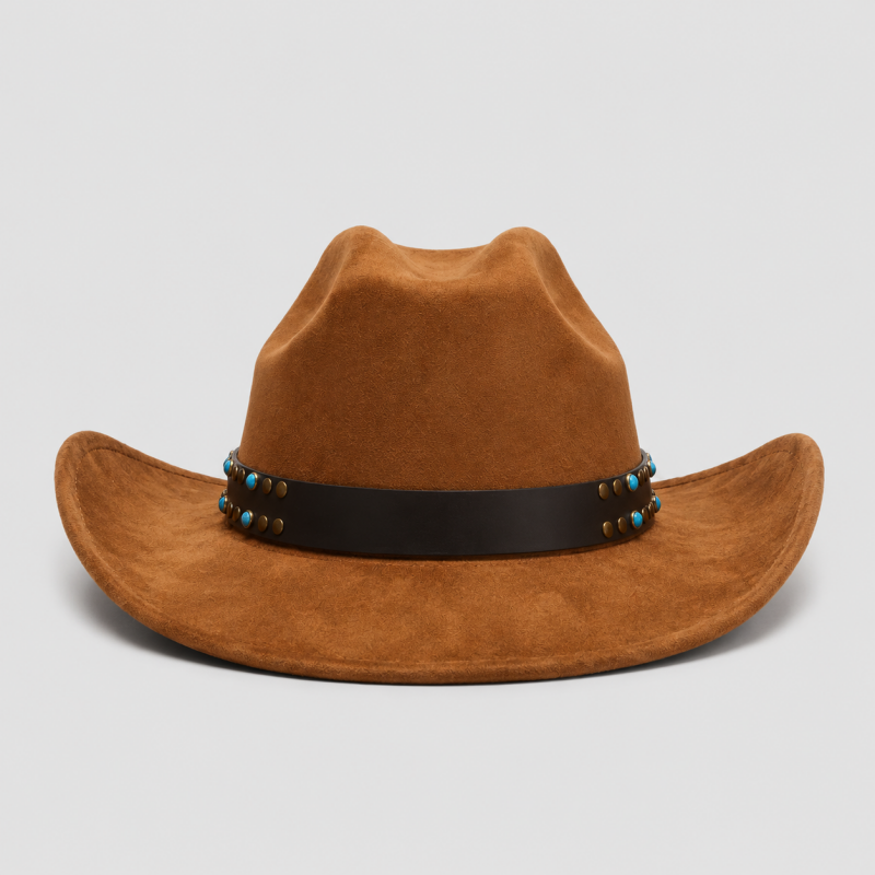 Western Cowboy Hat with Beaded Band and Concho Detail