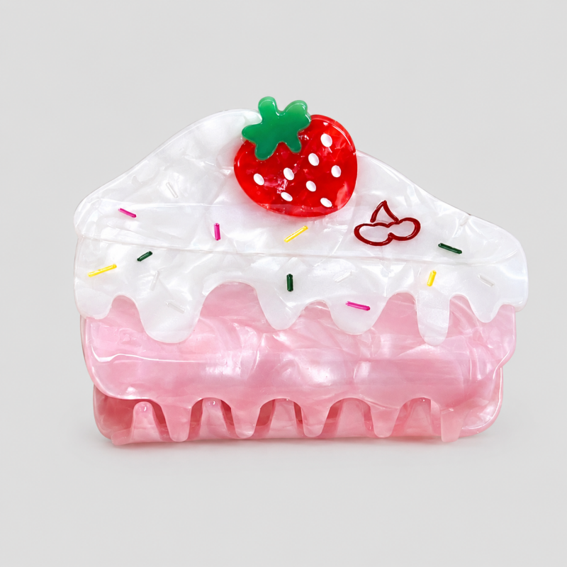 Strawberry Cake Slice Hair Claw Clip