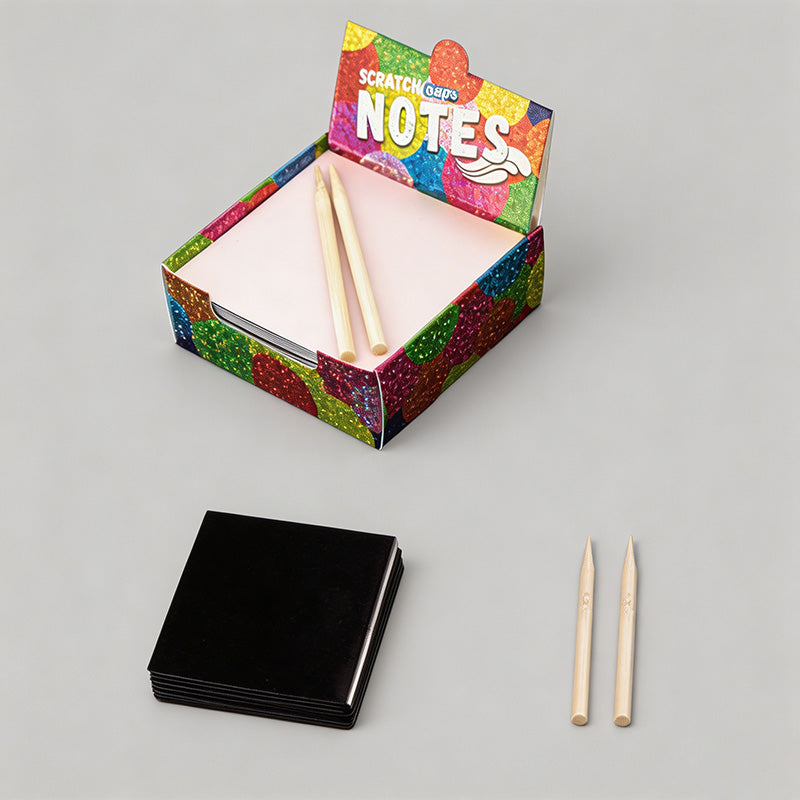 Kids Rainbow Scratch Art Paper Note Set