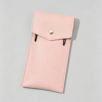 Snap Button Large Capacity PU Leather Pencil Pouch