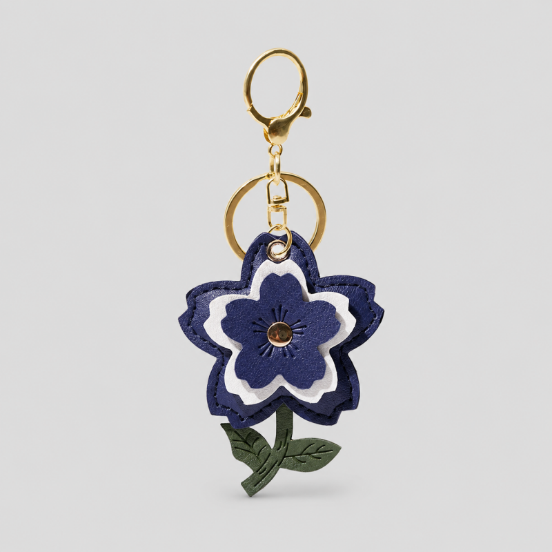 Fresh PU Faux Leather Sunflower Keychain