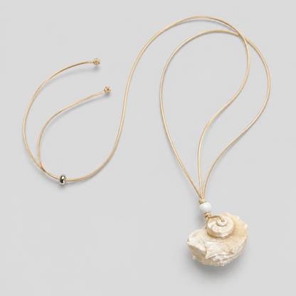 Boho Thin Cord Real Conch Shell Pendant Necklace