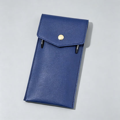 Snap Button Large Capacity PU Leather Pencil Pouch