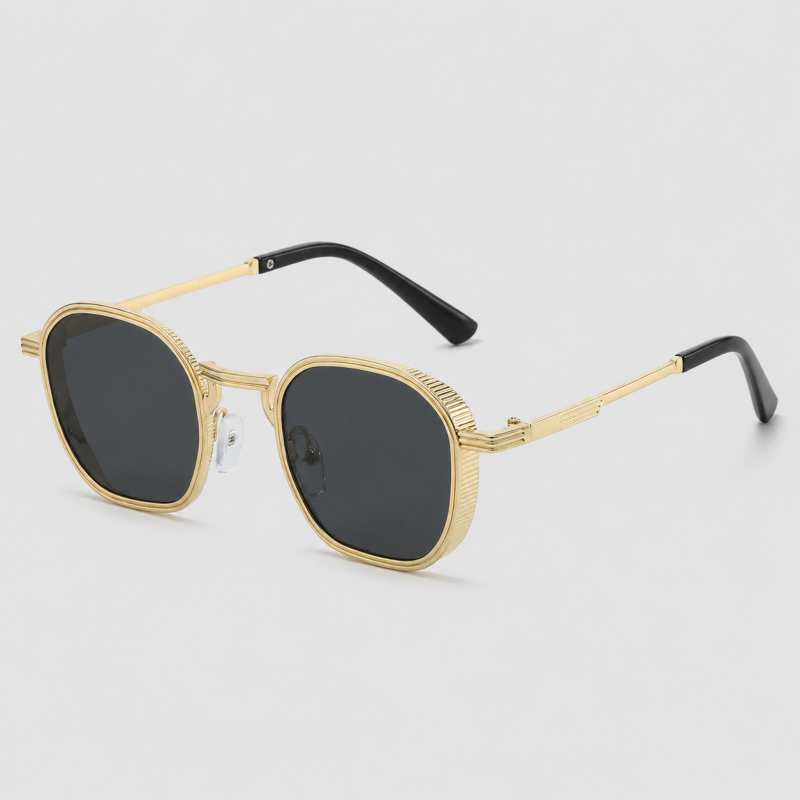 Textured Rim Hexagon Metal Sunglasses