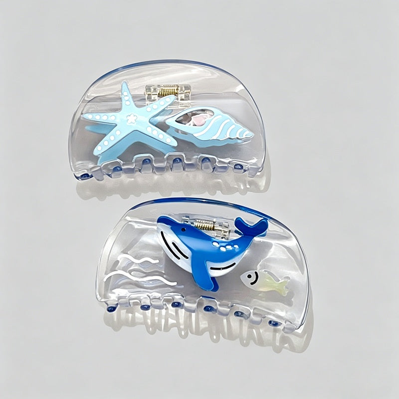Ocean Series Transparent Shark Hair Claw Clips