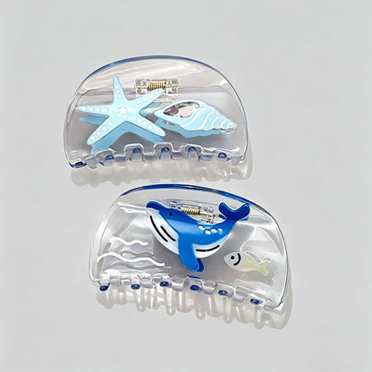 Ocean Series Transparent Shark Hair Claw Clips
