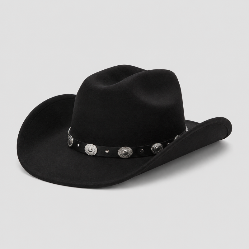 Black Western Cowboy Hat with Concho Stud Band