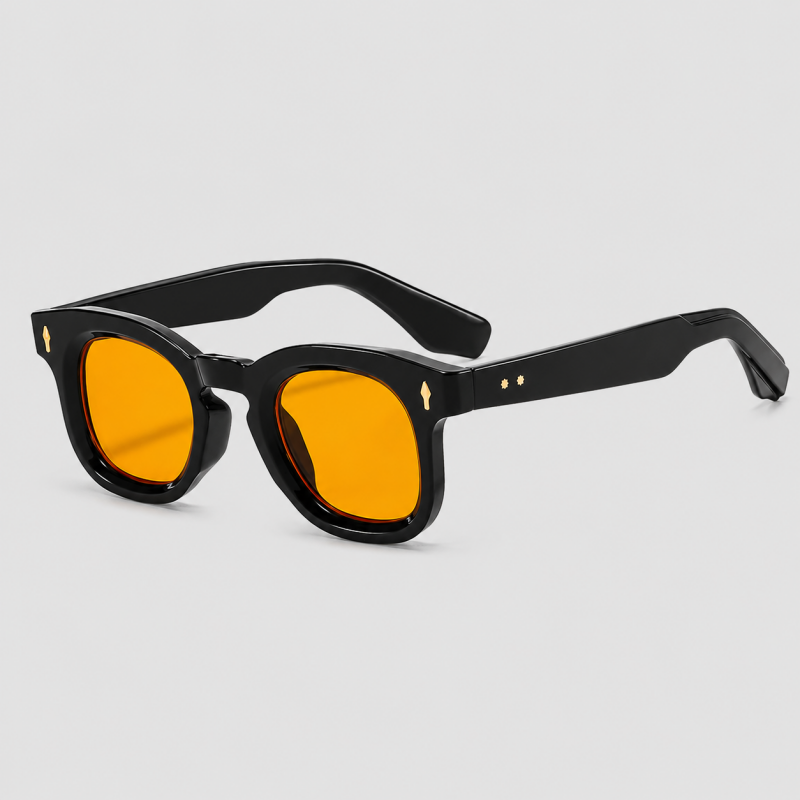 Thick Square Gold Stud Decor Retro Polarized Sunglasses