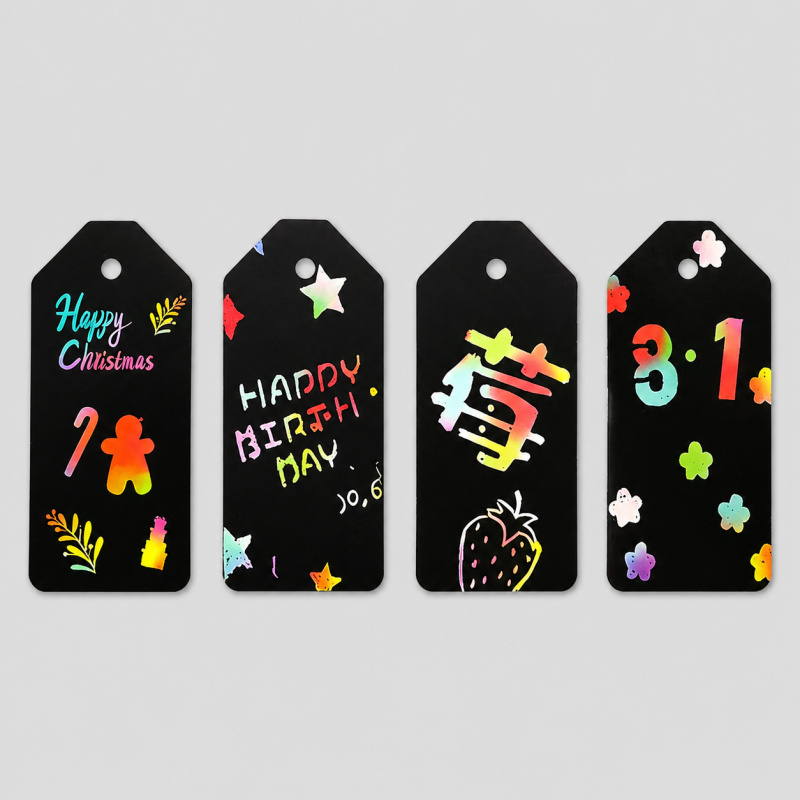 25PCS DIY Rainbow Scratch Art Paper Bookmark Tags