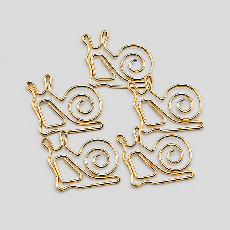 10 PCS Creative Snail Shape Electroplated Metal Paper Clips