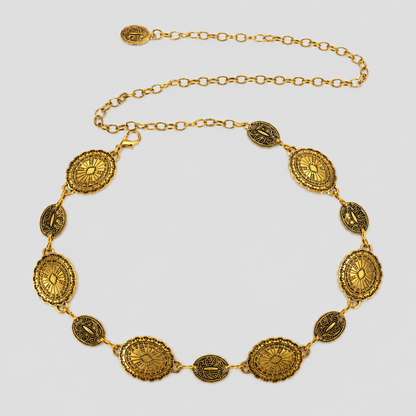 Western Concho Antique Gold Waist Chain Belt