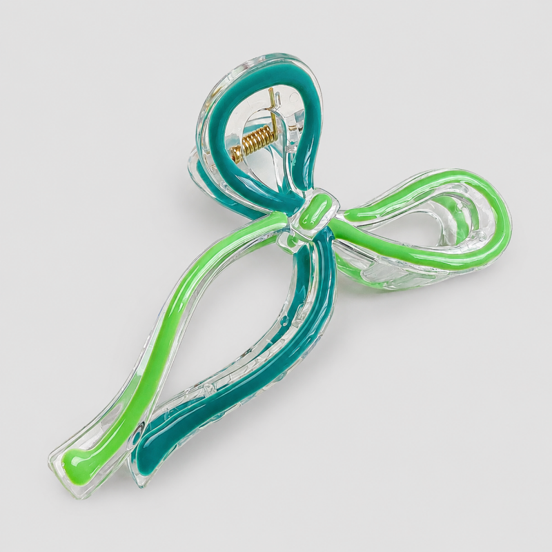 Two-Tone Transparent Bow Hair Claw Clip