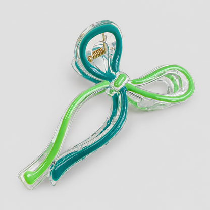 Two-Tone Transparent Bow Hair Claw Clip