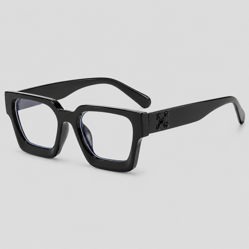 Thick Square Cross Logo Decor Fashion Sunglasses