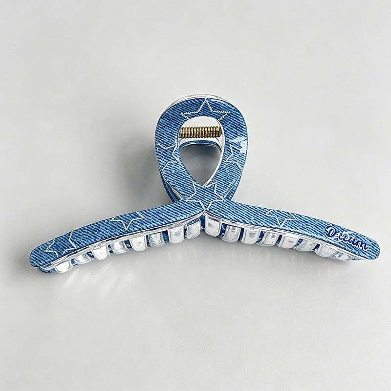 Blue Heart Print Hair Claw Clips