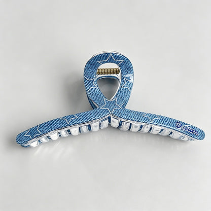 Blue Heart Print Hair Claw Clips