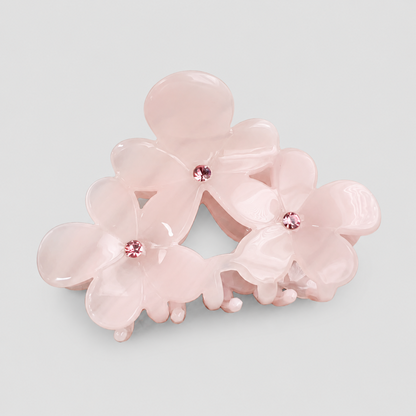 Three Flower Rhinestone Shark Hair Claw Clip