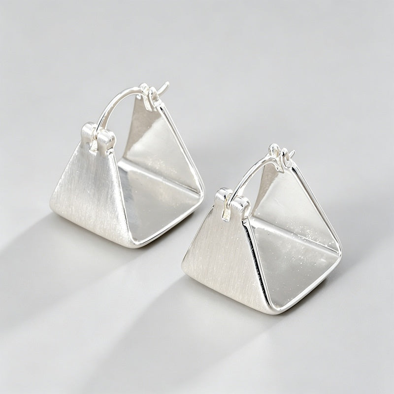 Matte Textured Triangle Ear Hoop Earrings