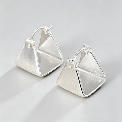 Matte Textured Triangle Ear Hoop Earrings