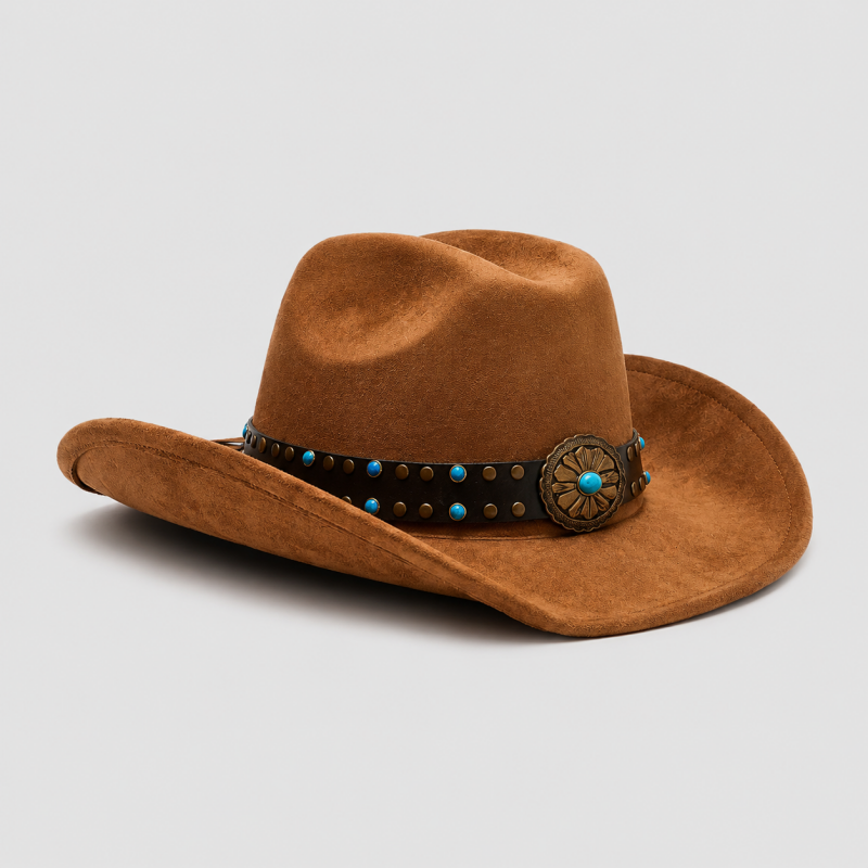 Western Cowboy Hat with Beaded Band and Concho Detail
