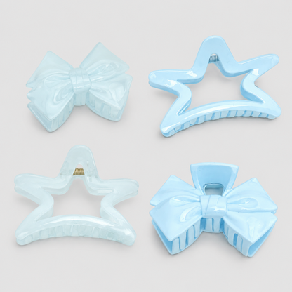 Pastel Blue Big Bow Hair Claw Clip