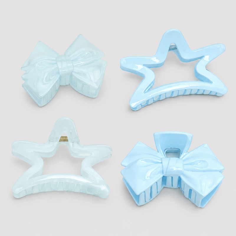 Pastel Blue Big Bow Hair Claw Clip
