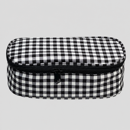 Retro Check Print Pencil Case
