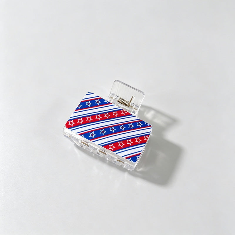 4th of July Crescent Print Hair Clip