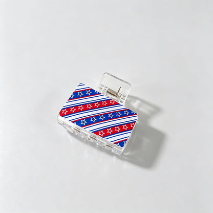 4th of July Crescent Print Hair Clip