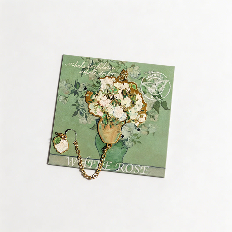 Gilded Floral Van Gogh Oil Painting Metal Bookmarks