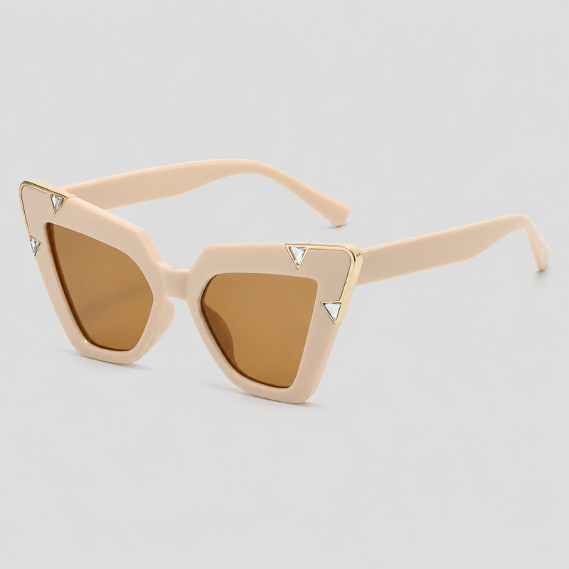 Four-Corner Triangle Metal Decor Cat Eye Sunglasses