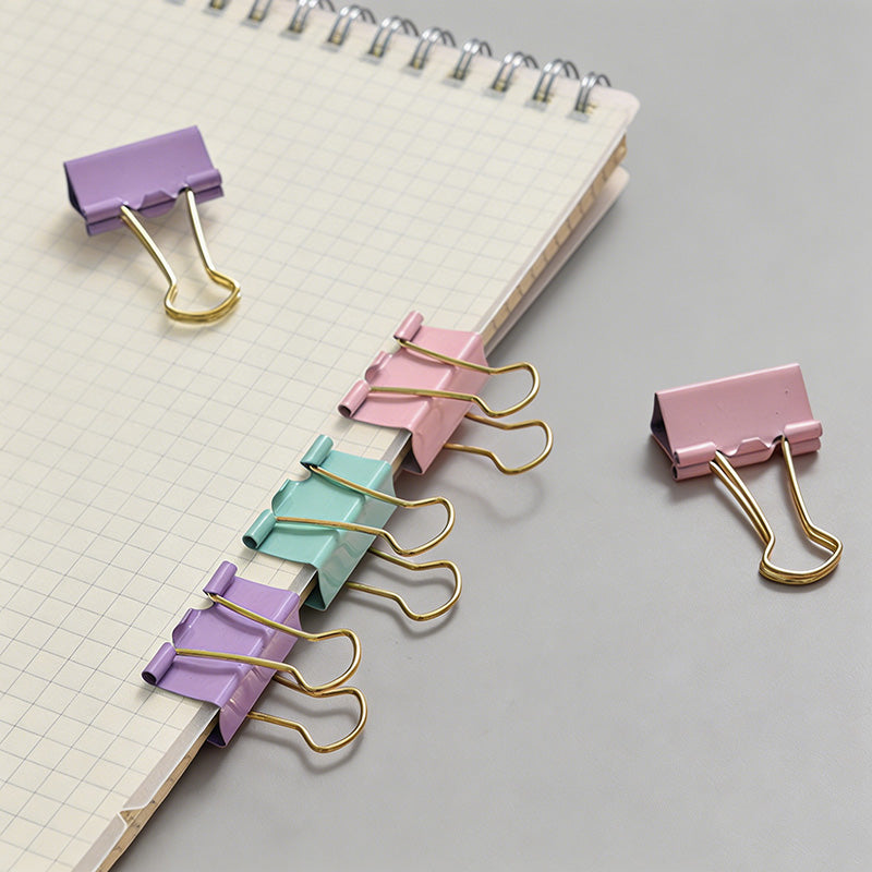 Colorful Binder Clips With Golden Metal Handles