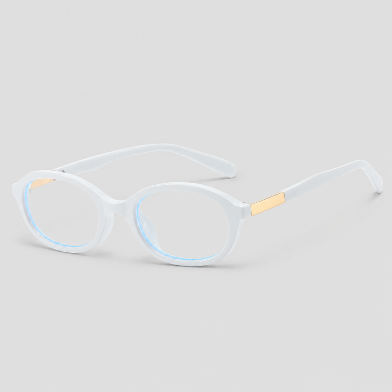 Small Oval Two-tone Metal Spliced Temple Glasses