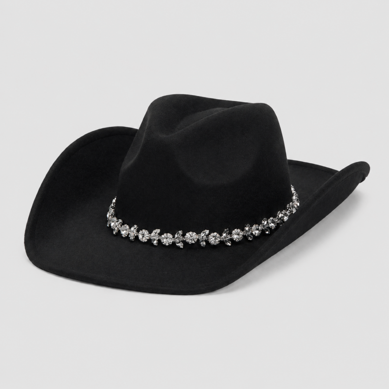 Black Western Cowboy Hat with Rhinestone Band
