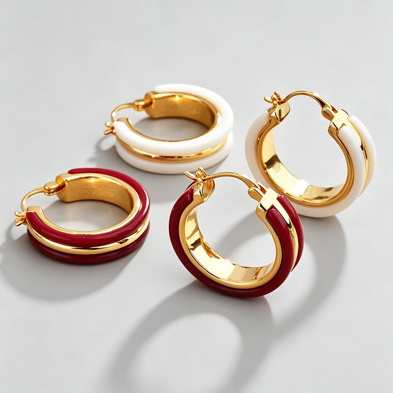 O-Shape Resin Click Hoop Earrings