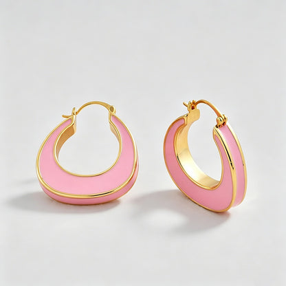 Enamel U-Shape Click Hoop Earrings